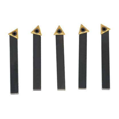 Solid Spare 1/4'' by 2'' Oal 5Pc Indexable Turning Tool Set with Tcmt1.8(1.5) Carbide Insert
