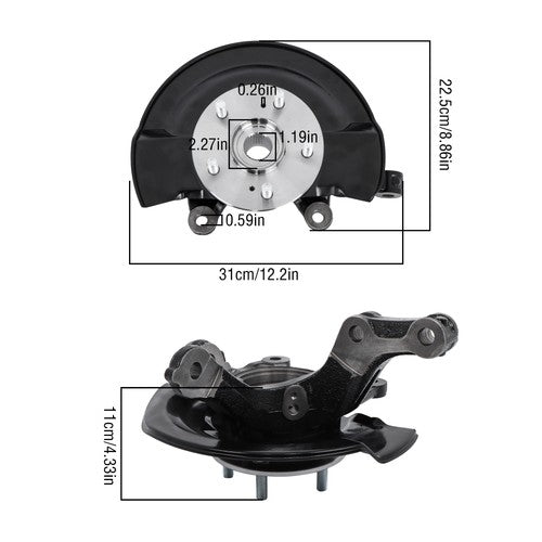 Solid Spare 2Pcs Front Steering Knuckle & Wheel Hub Bearing Assembly For Honda CR-V 2007-09