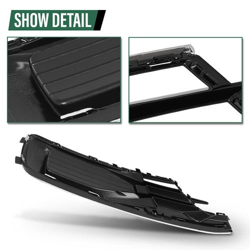 Solid Spare Front Bumper Fog Light Cover Grille Black & Chrome Fit For 2014-2018 Audi A6 C7