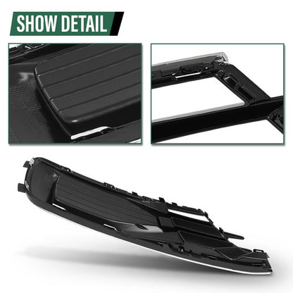 Solid Spare Front Bumper Fog Light Cover Grille Black & Chrome Fit For 2014-2018 Audi A6 C7