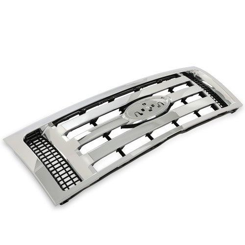 Solid Spare For 2009-2012 13 14 Ford F-150 F150 XLT Front Upper Bumper Grille Grill Chrome