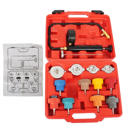 Solid Spare Head Gasket Leak Detector 14Pcs Coolant Radiator Pressure Tester Cooling System