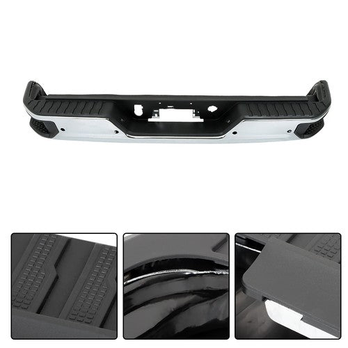 Solid Spare For Silverado/Sierra 1500 2019-2023 Steel Chrome Rear Bumper With Sensor Holes
