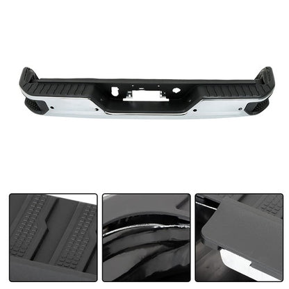 Solid Spare For Silverado/Sierra 1500 2019-2023 Steel Chrome Rear Bumper With Sensor Holes