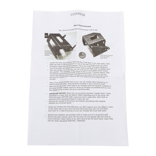 Solid Spare For Honda Rancher Foreman RubiconTRX420/500/520 New Winch Mounting Plate