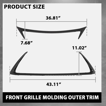 Solid Spare 2pcs Front Grille Outer Trim Molding Gloss Black Fit For 2014-2017 Lexus CT200H