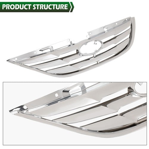 Solid Spare Fit For 2011-2013 Hyundai Sonata Front Bumper Upper Grille Mesh Grill Chrome