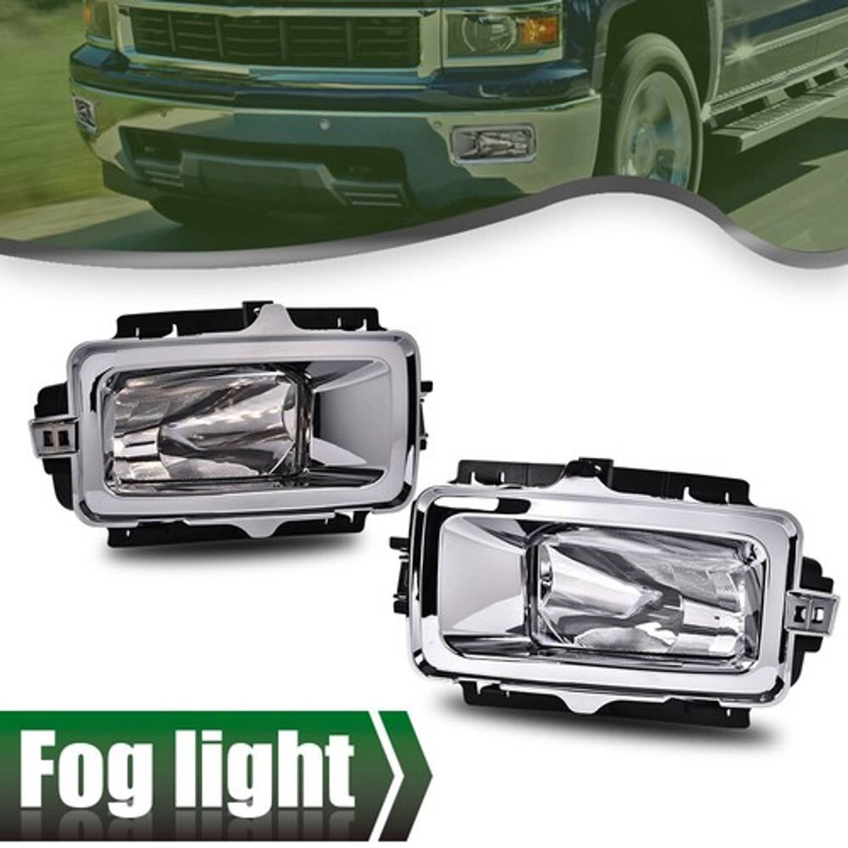 Solid Spare Fit For 2013 2014 2015 Chevrolet Silverado Clear Fog Lights W/Bulb Left+Right