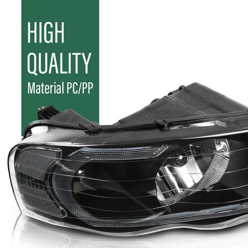 Solid Spare Clear/Black LED Tube DRL Headlights Fit For 2002-2005 Dodge Ram 1500 2500 3500