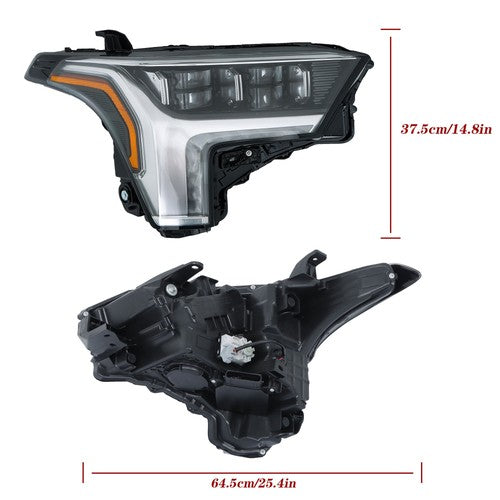 Solid Spare Headlight Replacement For Toyota Tundra 2022-2023 RH w/ Auto Leveling LED Clear