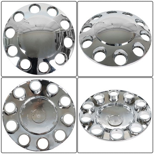 Solid Spare Semi Truck Rear & Front Chrome Wheel Axle Cover Hub Cap 33mm Lug Nuts Thread-On