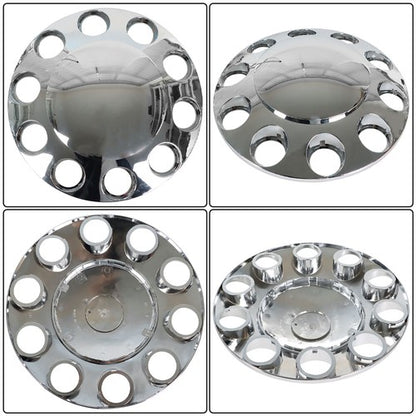 Solid Spare Semi Truck Rear & Front Chrome Wheel Axle Cover Hub Cap 33mm Lug Nuts Thread-On