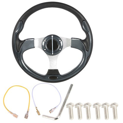 Solid Spare Golf Cart 12.5 inch Carbon Fiber Steering Wheel Fit For Yamaha EZGO Club Car