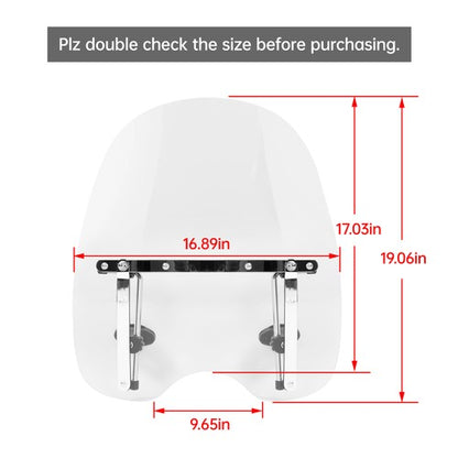 Solid Spare 19"x17" Motorcycle Clear Front Windshield For Harley Honda Magna Shadow Spirit