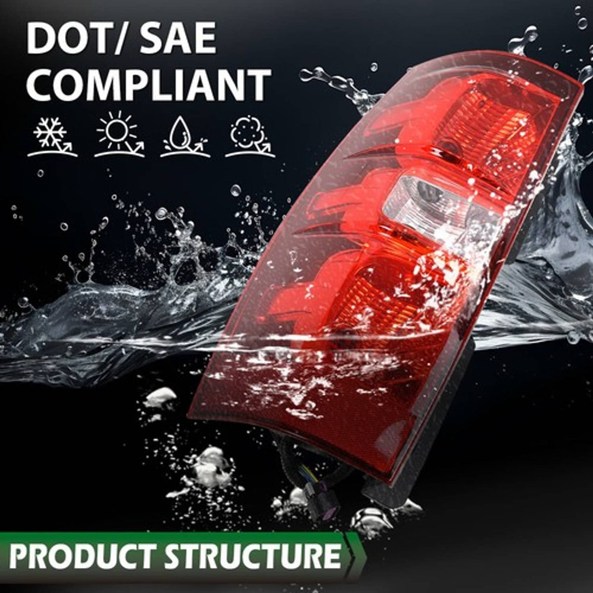 Solid Spare Tail Light Lamp Fit For 07-14 Chevrolet Tahoe Suburban 1500 Left Side W/Bulb