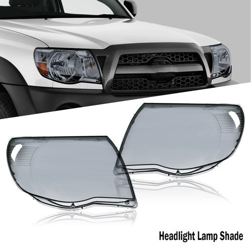 Solid Spare Fit For 05-11 Toyota Tacoma Smoke Headlight Headlamp Replacement Lens Left+Right