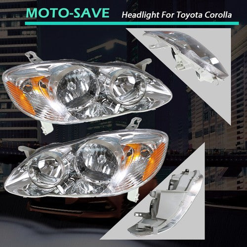 Solid Spare HeadLamps Headlights Fit For Toyota Corolla 2003-2008 Pair Left+Right Side