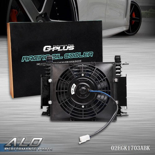 Solid Spare Universal 15 Row 10AN Aluminum Transmission Engine Oil Cooler + 7" Cooling Fan