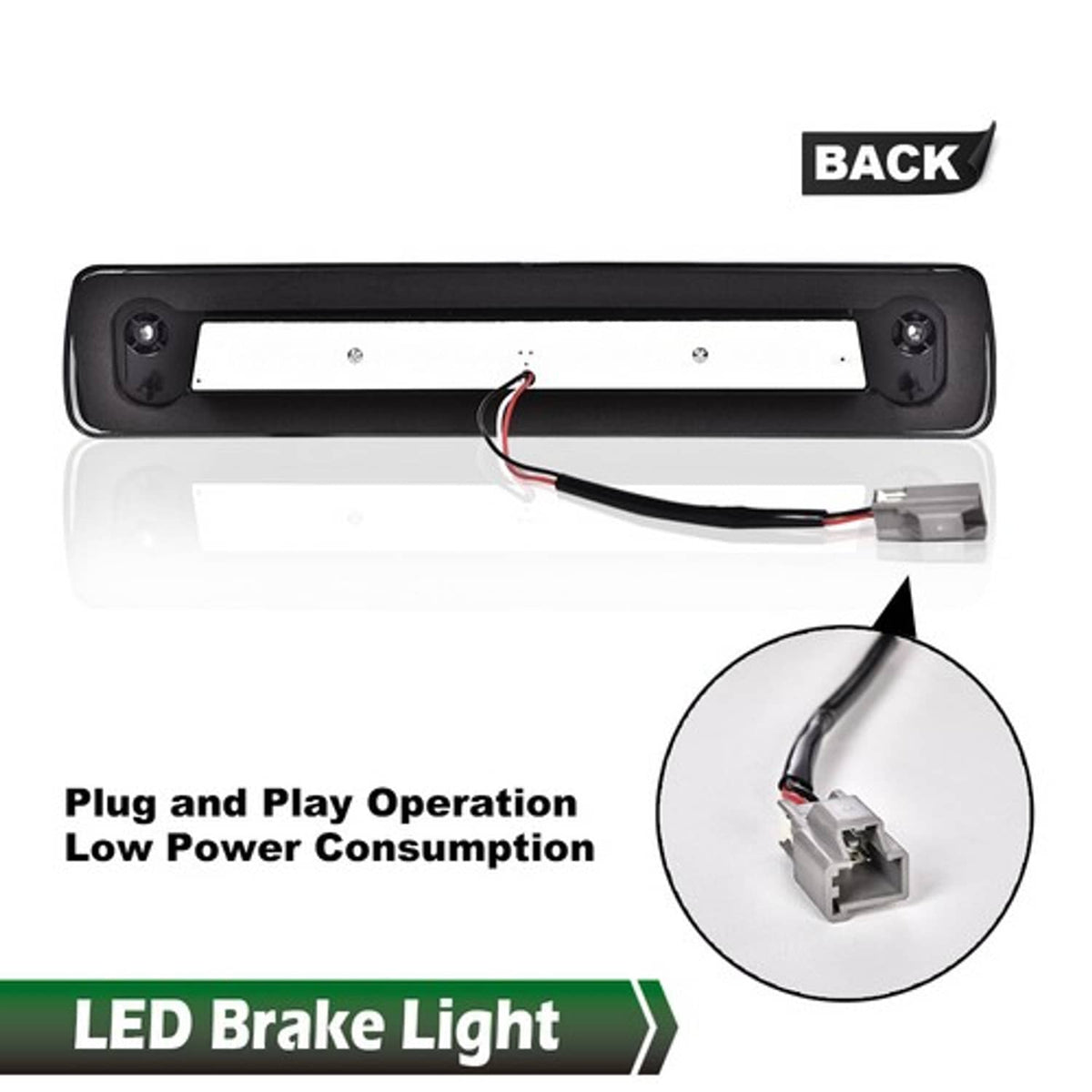Solid Spare Fit For 15-18 Colorado Canyon Clear/Black LED 3rd Brake Light Cargo Lamp