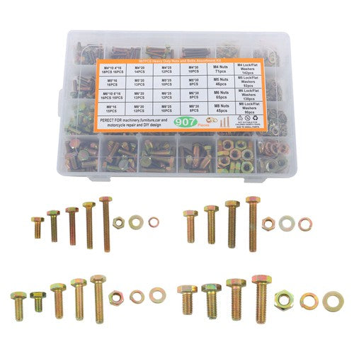 Solid Spare Grade 8.8 Metric Bolt Assortment M4 M5 M6 M8 Heavy Duty Bolts and Nuts Kit 907!