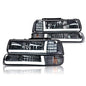 Solid Spare Fit For 99-02 Chevy Silverado 00-06 Tahoe LED DRL Smoke Headlights+Bumper Lamps