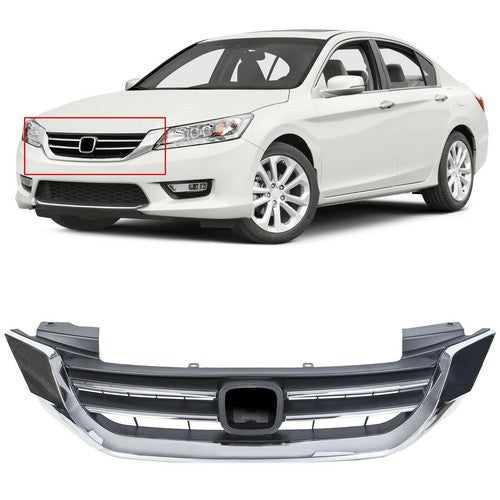 Solid Spare Chrome Front Upper Bumper Radiator Grille for Honda Accord Sedan 2013 2014 2015