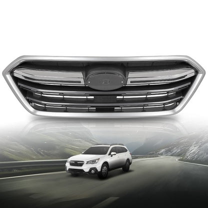 Solid Spare Fit For 2018-2019 Subaru Outback Front Bumper Upper Grille Grill Black Silver