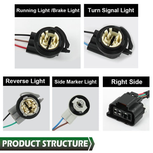 Solid Spare Fit For 03-07 Chevy Silverado GMC Sierra Tail Light Wiring Harness Right Side