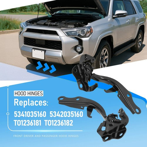 Solid Spare For 2010-2024 Toyota 4Runner Hood Hinges Steel Driver & Passenger Side