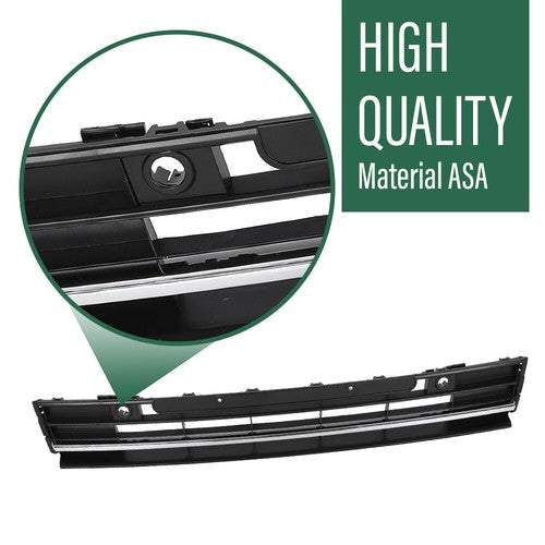 Solid Spare Fit For 2016-2019 VW Passat Front Bumper Lower Grille W/chrome w/ Sensor Hole