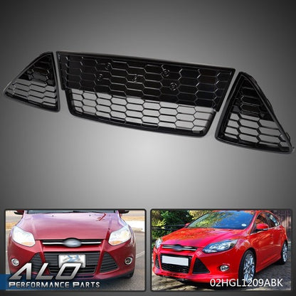Solid Spare Fit For 12-14 Ford Focus Front Bumper Lower Grille Grills Honeycombed 3Pcs
