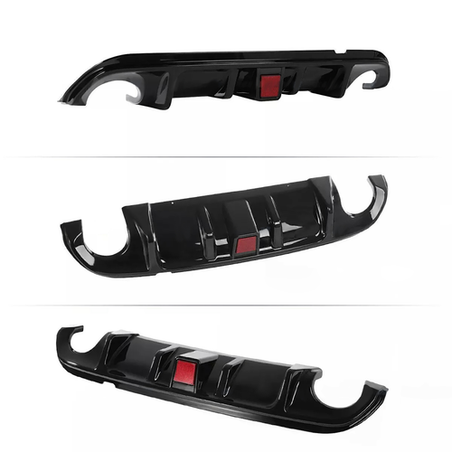 For 2014-2017 Infiniti Q50 Glossy Black Rear Bumper Diffuser W/ LED Brake Light