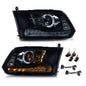 Solid Spare LED DRL Projector Headlights w/ Harness Fit For 09-18 Ram 1500 2500 3500 Smoke