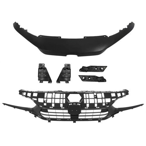 Solid Spare Fits Honda Civic Sport 2022-2024 Front Bumper Upper Grille+Grill Cover Molding