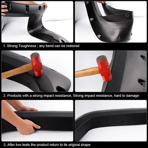 Solid Spare Fender Flares Pocket Rivet Style Fit For 2007-2013 Silverado 1500 2500HD/3500HD