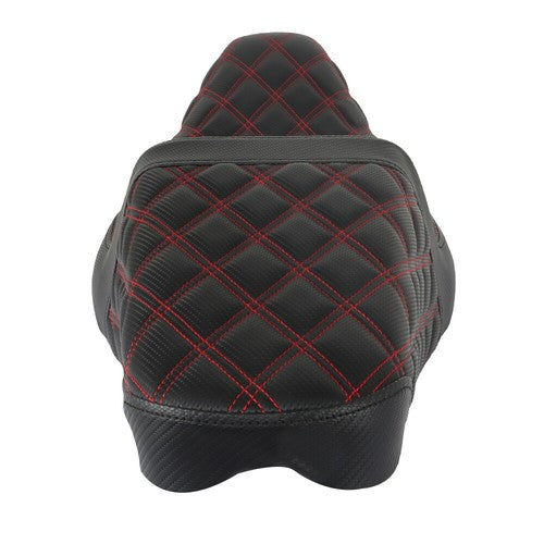Solid Spare Step-Up Seat For Touring Road King Electra Street Glide Red Lattice Stitch US