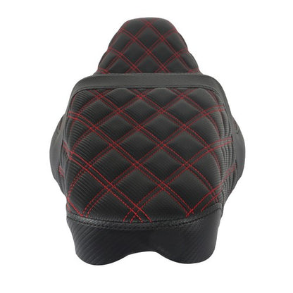 Solid Spare Step-Up Seat For Touring Road King Electra Street Glide Red Lattice Stitch US