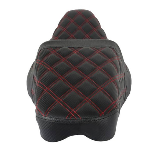 Solid Spare Step-Up Seat For Touring Road King Electra Street Glide Red Lattice Stitch US