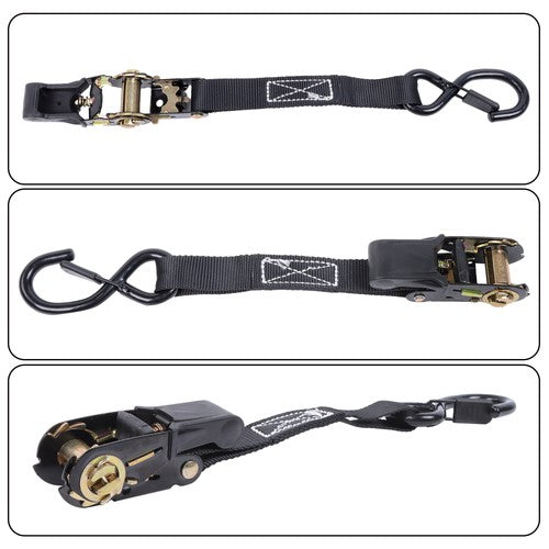Solid Spare 4 Pack Steel Ratchet Strap Black Fracture Strength 2200lbs 1in*15ft S Hooks