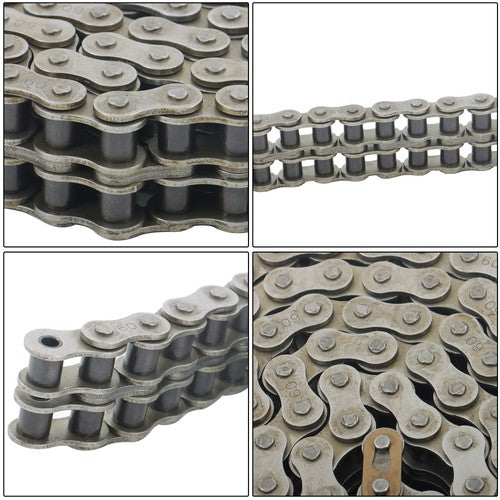 Solid Spare #60-2 Double Strand Duplex Roller Chain 10 Feet with 2 Connecting Link