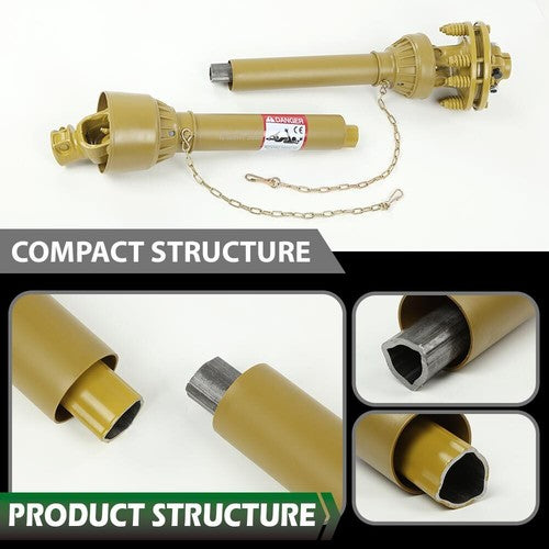 Solid Spare PTO Shaft PTO Drive Shaft 1-3/8"x6 Spline w/Slip Clutch T4 31.5-41" Yellow