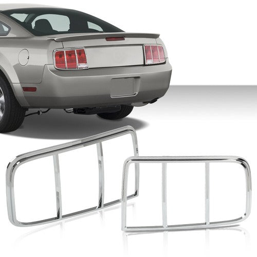 Solid Spare Tail Light Bezel Cover Silver Fit For 05-09 Ford Mustang Left+Right Pair Set