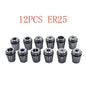 Solid Spare 12Pc ER25 Spring Collet Set Fit for CNC Milling Lathe Tool Engraving Machines