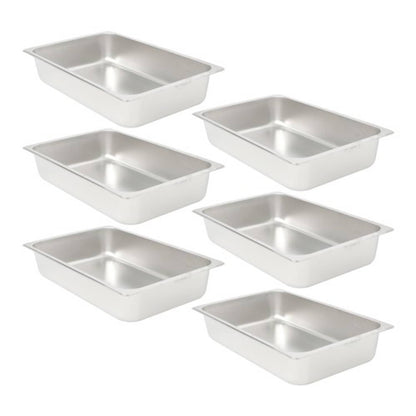 Solid Spare Restaurant Steam Table Pans Full Size 6-Pack 4 Inch Deep Table Pans Without Lid