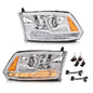 Solid Spare LED DRL Projector Headlights w/ Harness Fit For 09-18 Ram 1500 2500 3500 Clear