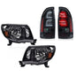 Solid Spare Fit For 2005-2011 Toyota Tacoma Black Amber Headlights & LED Tail Lights Lamps