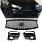 Fit 2014-2017 Infiniti Q50 Sport Front Bumper Black Grille & Fog Light Cover