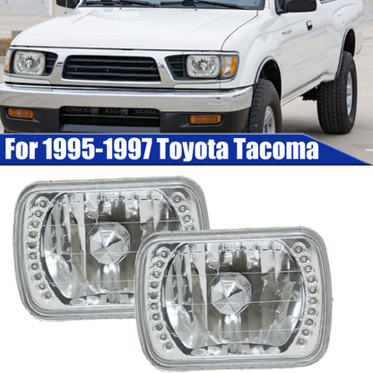 7X6" inch Clear Glass Lens White Headlight LED For Toyota Tacoma 4Runner Pickup