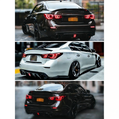 Carbon Fiber Rear Bumper Diffuser Lip & Spoiler Wing Fit 2014-2017 Infiniti Q50