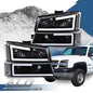 Solid Spare Fit For 2003-2007 Silverado LED DRL Clear Reflector Black Housing Headlights